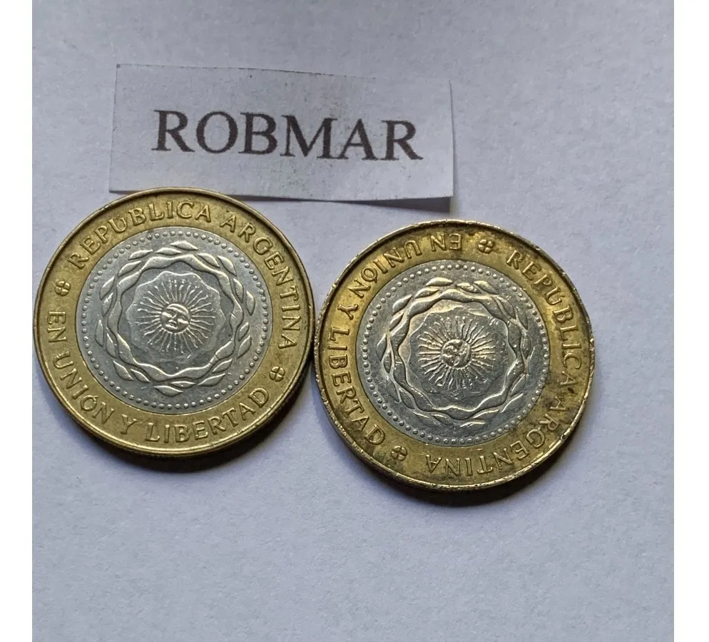Robmar-Argentina-8 Conmemorativas,n° 4 Lote De 1 Y 2 Pesos - Imagen 9