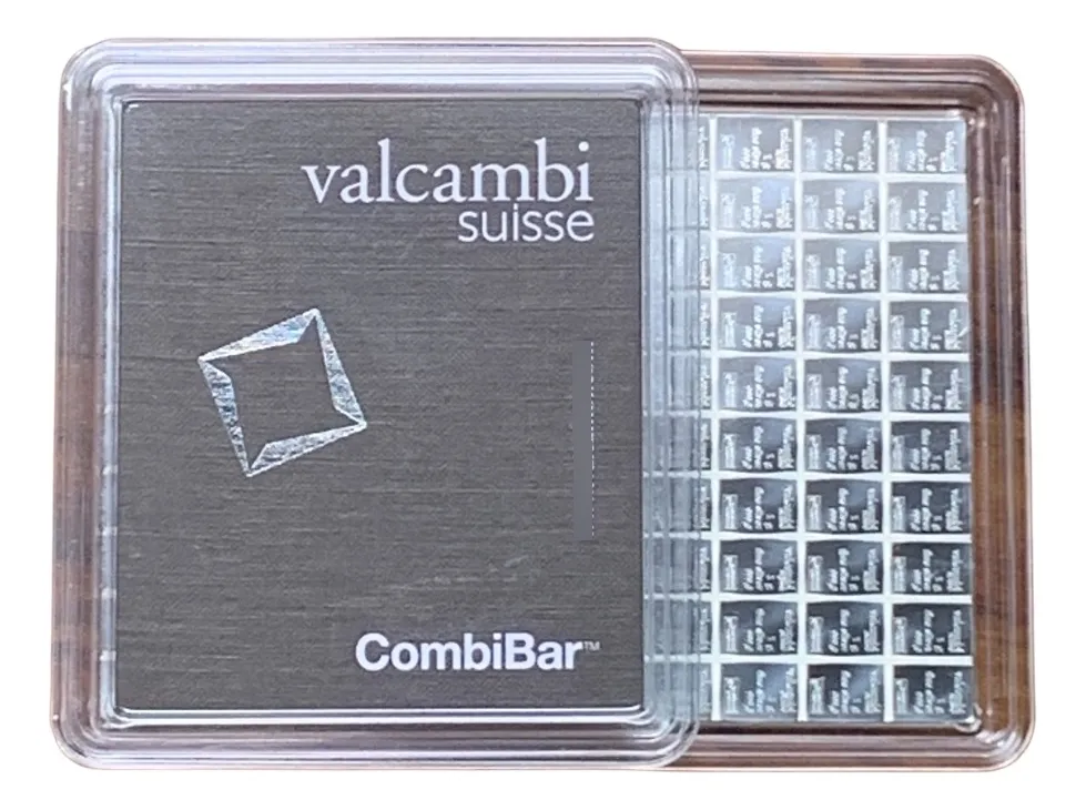 Robmar-blister-100 Lingotes De 1 Gramos Plata Pura 24k SON 100 G.DIRECTO DE REFINERÍA VALCAMBI Suiza