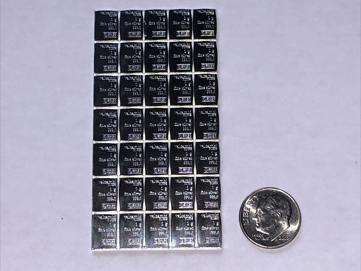 Robmar-blister-100 Lingotes De 1 Gramos Plata Pura 24k SON 100 G.DIRECTO DE REFINERÍA VALCAMBI Suiza - Imagen 4