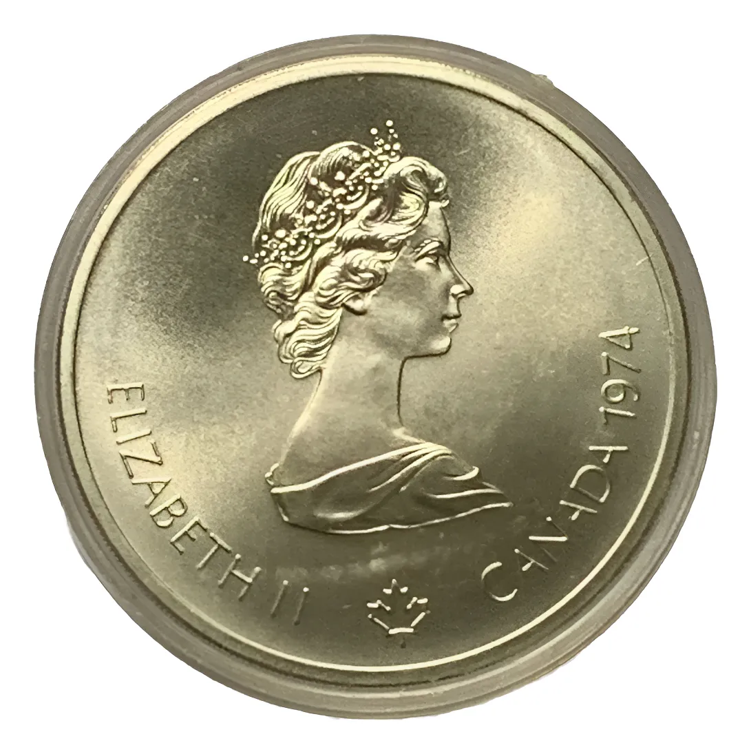 Robmar-Canadá-10 Dólares-Olimpiadas-1974-48,6g Plata 925-Dios Zeus-Con Cápsula Protectora - Imagen 2