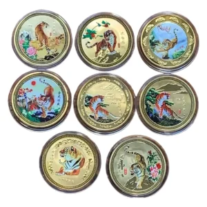 Robmar-China-Conmemorativa 4,5 Cm-2010-Bañada En Oro-A Elegir Motivos Del Tigre