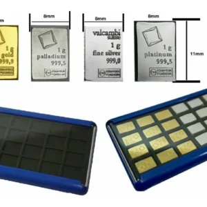 Robmar-Estuche Para Guardar Hasta 24 Lingotes con 5 x 1g de plata 24k. de refinería Suiza valcambi
