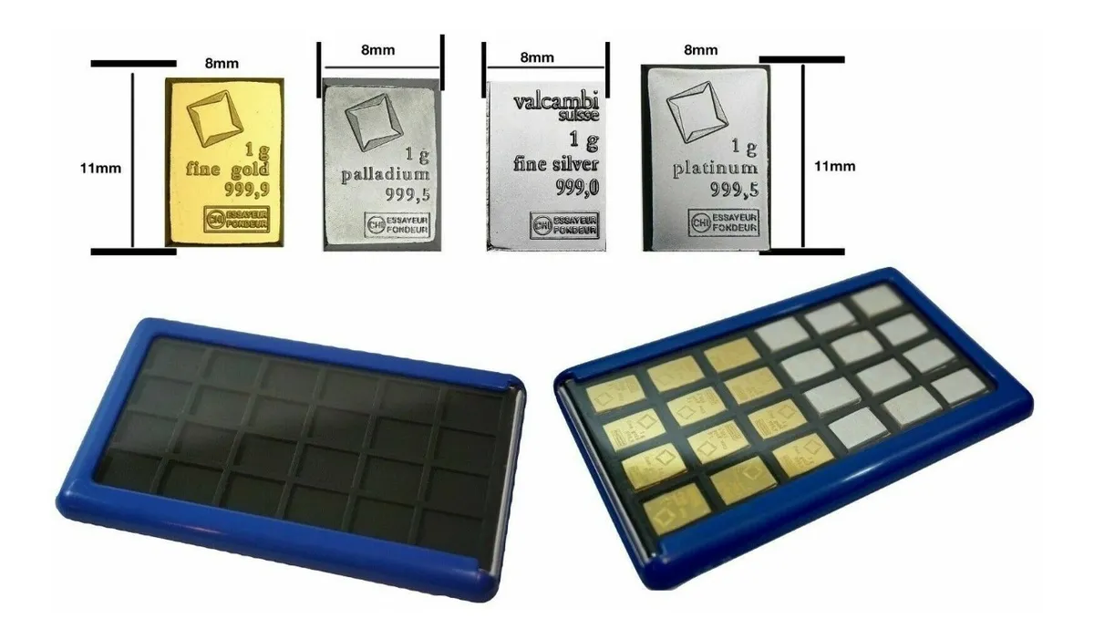 Robmar-Estuche Para Guardar Hasta 24 Lingotes con 5 x 1g de plata 24k. de refinerÃa Suiza valcambi