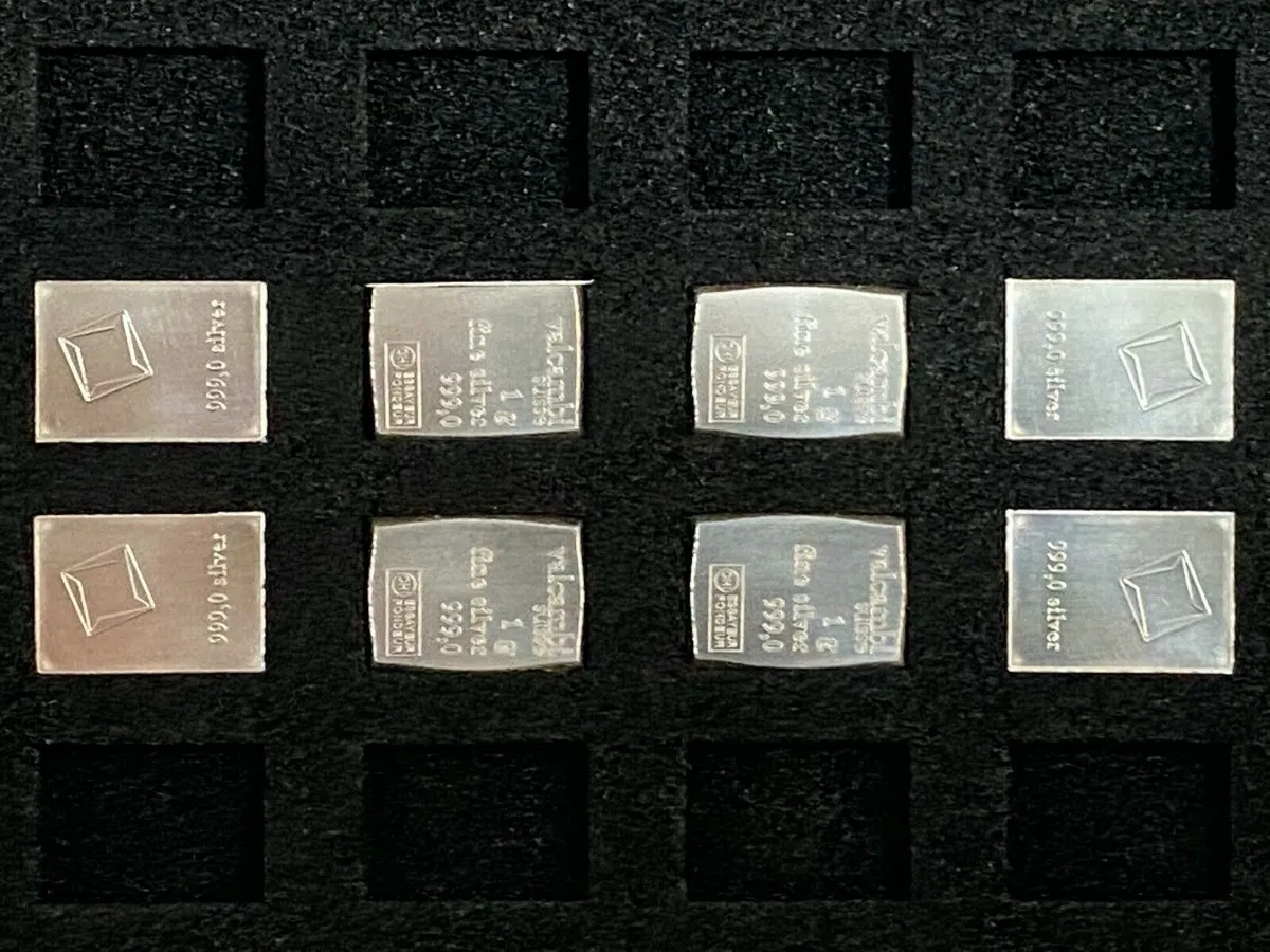 Robmar-Estuche Para Guardar Hasta 24 Lingotes con 5 x 1g de plata 24k. de refinerÃa Suiza valcambi - Imagen 6