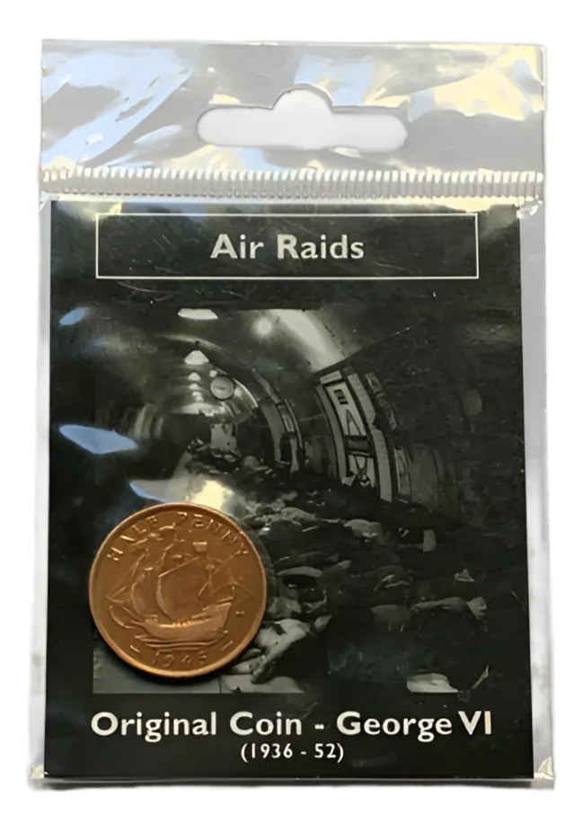 Robmar-Inglaterra-George VI-Bronce 5,40g-1/2 Penny-del año 1945