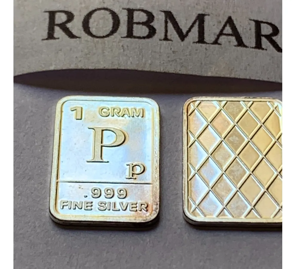 Robmar-USA-Lingote de 1g De Plata Pura 0,999-Letra " P " - Imagen 2