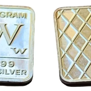 Robmar-USA-Lingote de 1g De Plata Pura 0,999-Letra " W "