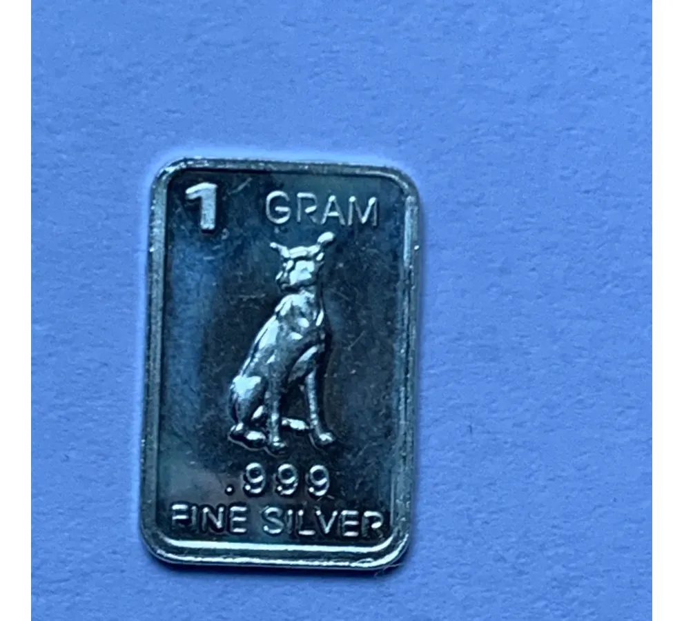 Robmar-USA-Lingote De 1g Plata Pura 24k 0,999-N°15-Perro Triste - Imagen 2