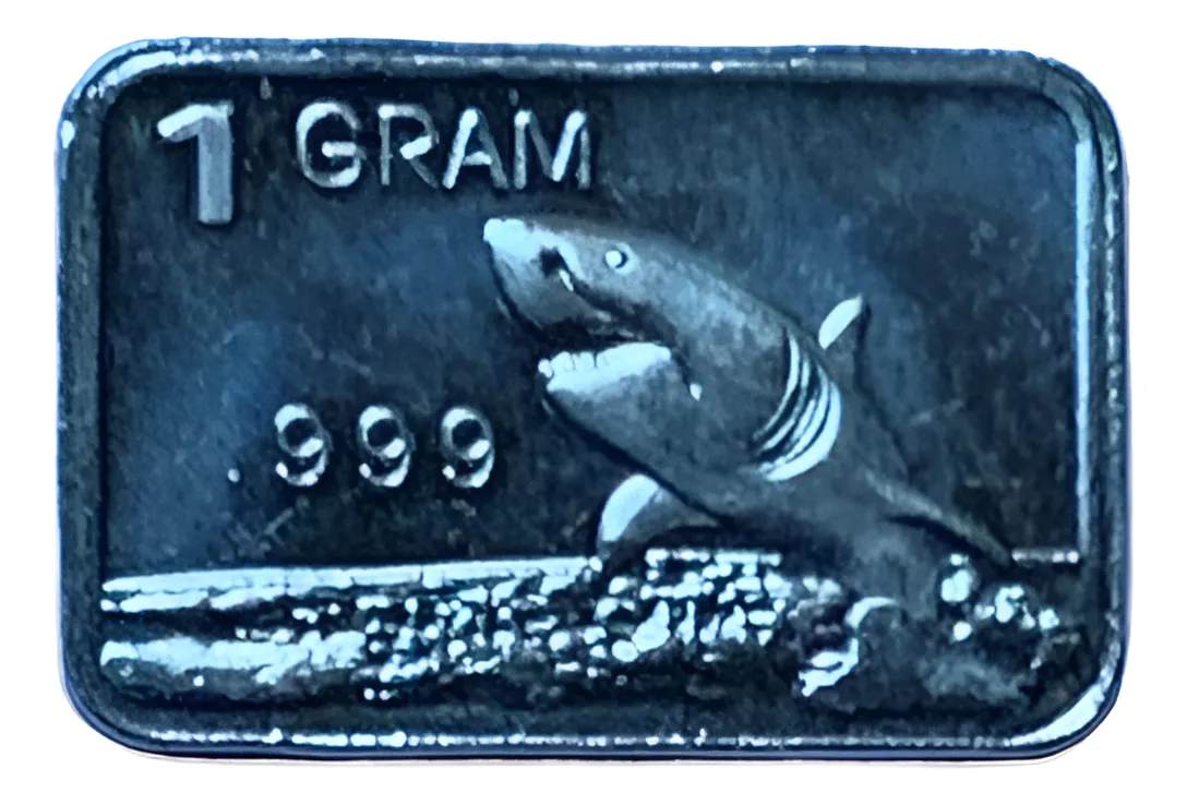 Robmar-USA-Lingote De 1g Plata Pura 24k 0,999-N°23-Tiburón