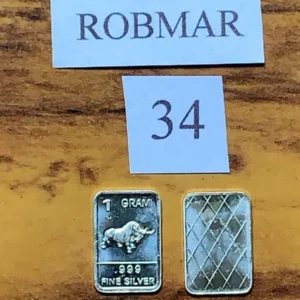 Robmar-USA-Lingote De 1g Plata Pura 24k 0,999-N°34-Toro