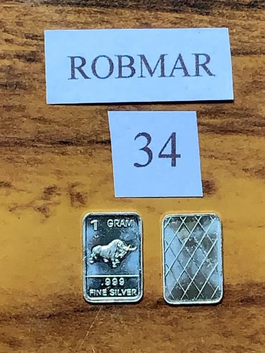 Robmar-USA-Lingote De 1g Plata Pura 24k 0,999-N°34-Toro