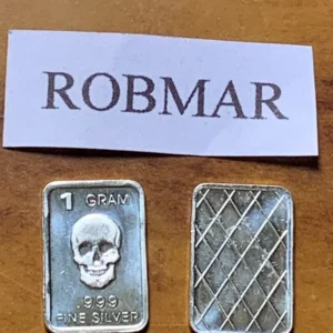 Robmar-USA-Lingote De 1g Plata Pura 24k 0,999-N°77-Calavera
