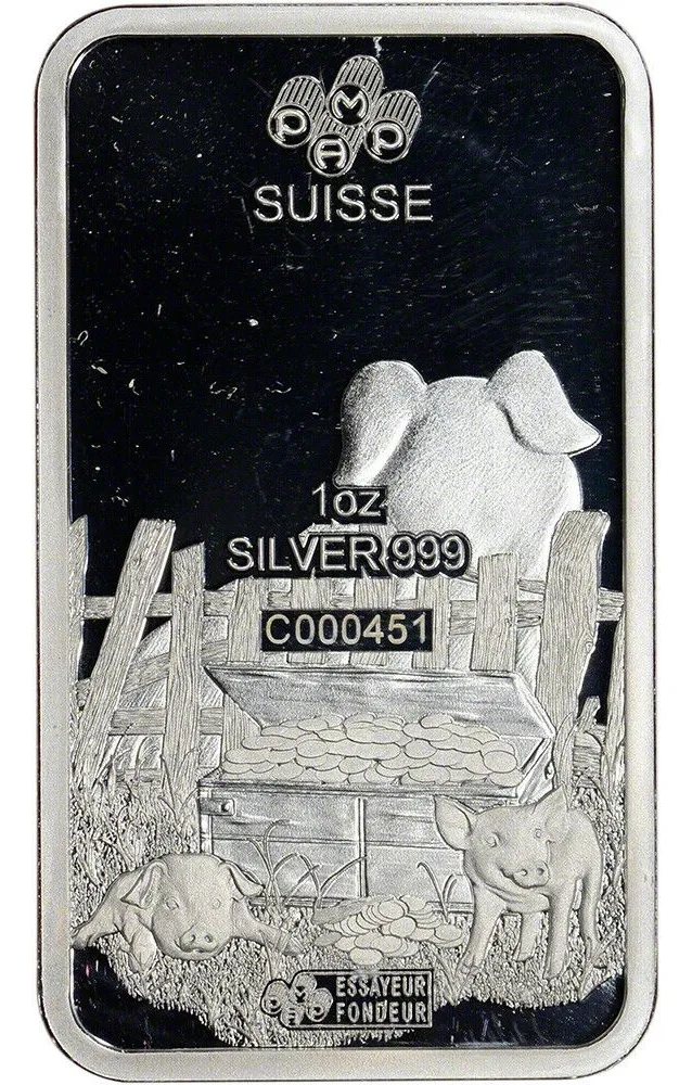 Robmar-Suiza-Lingote Pamp-31,12g Plata Pura 999-Cerdo - Imagen 4