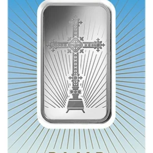 Robmar-Suiza-Lingote Pamp-31,12g Plata Pura 999-Cruz religiosa