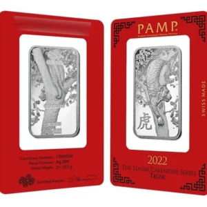 Robmar-Suiza-Lingote Pamp-31,12g Plata Pura 999-del año del Tigre