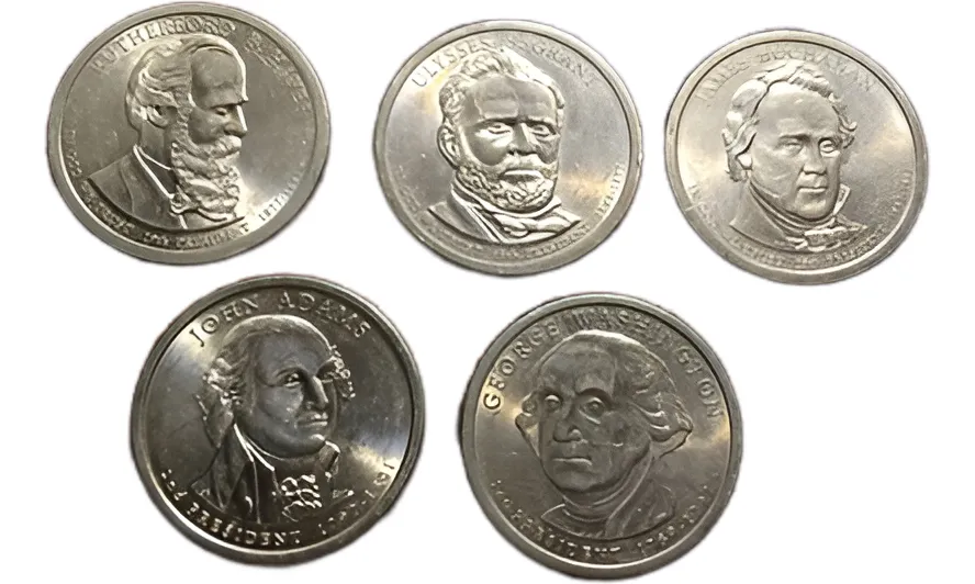 Robmar-USA-Lote De 5 Monedas 1 Dólar De Presidentes-Oferta-Al Azar De Acuerdo Al Stock