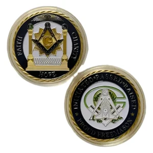 Robmar-Moneda Con Signos Masonicos Pintadas Y Bañadas En Oro