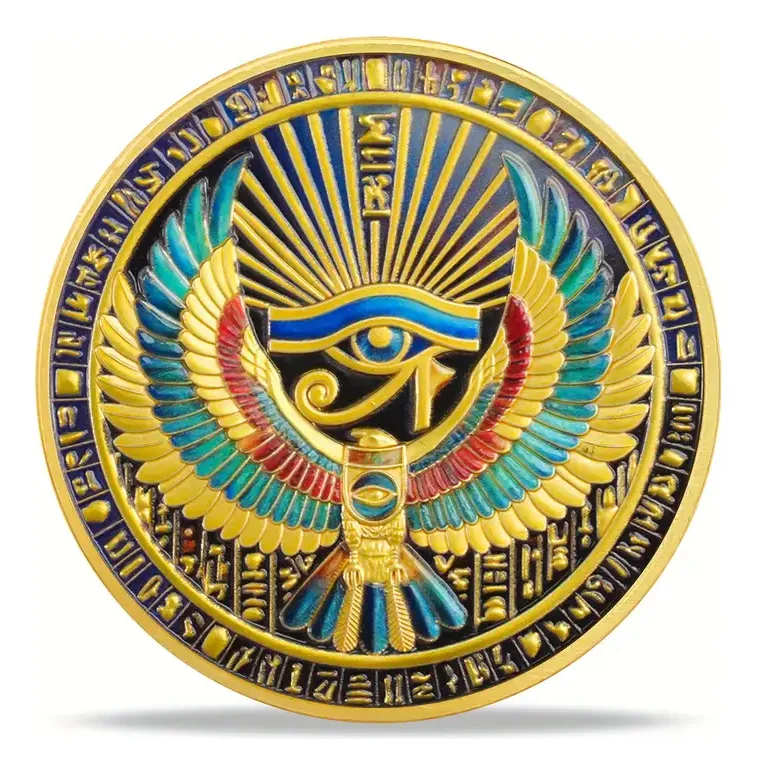 Robmar-Moneda Del Faraon Y El Ojo De Horus Bañada Oro 24k - Imagen 3