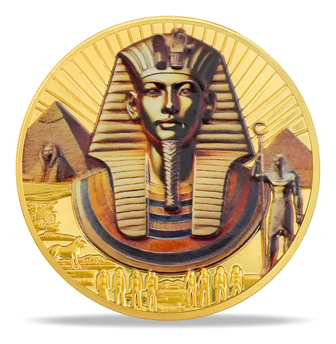 Robmar-Moneda Del Faraon Y El Ojo De Horus Bañada Oro 24k