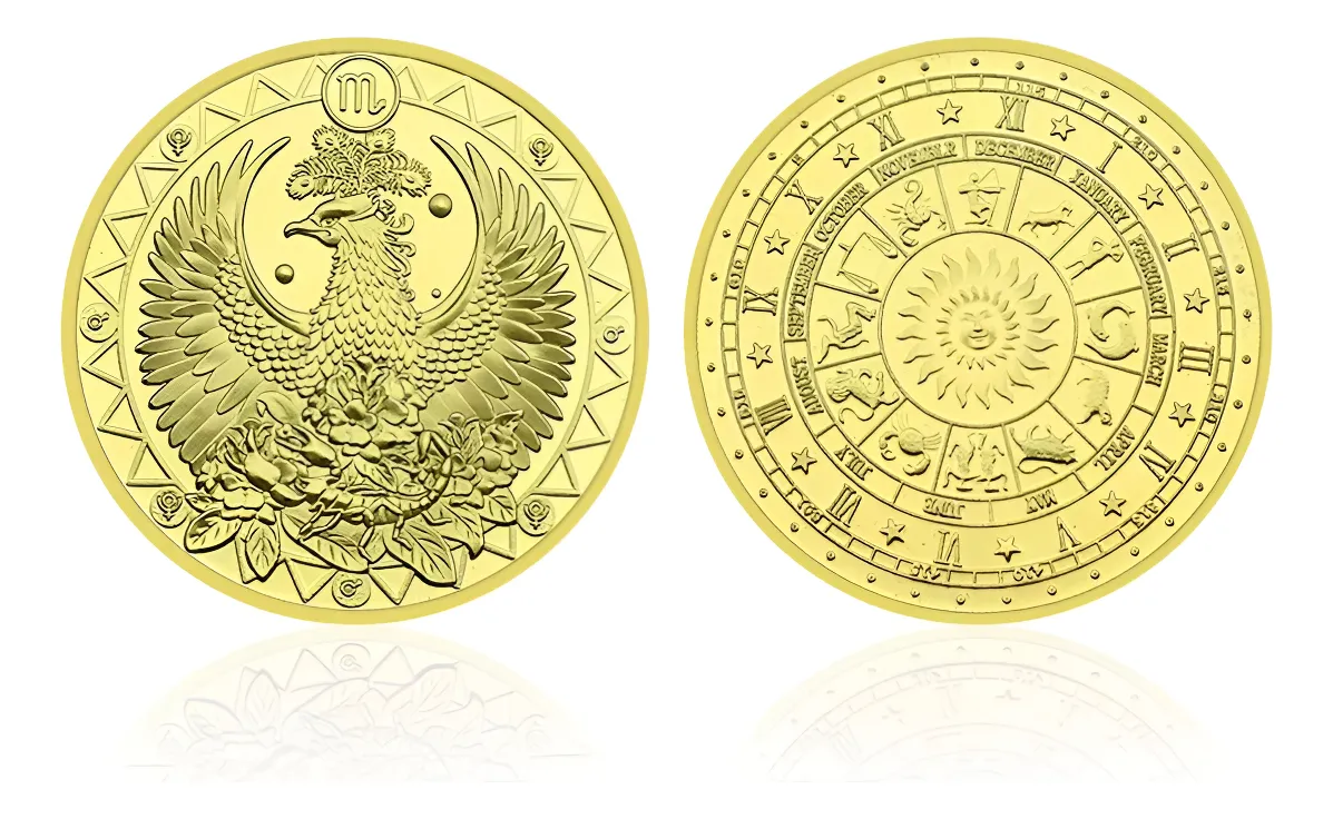 Robmar-Moneda-Bañada En Oro 24k-Signos Del Zodiaco-Cáncer