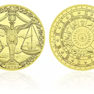 Robmar-Moneda-Bañada En Oro 24k-Signos Del Zodiaco-Libra