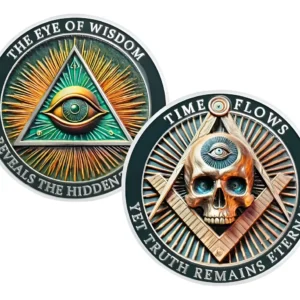 Robmar-Moneda Masonica Del Ojo Y La Calavera Bañada Oro 24k