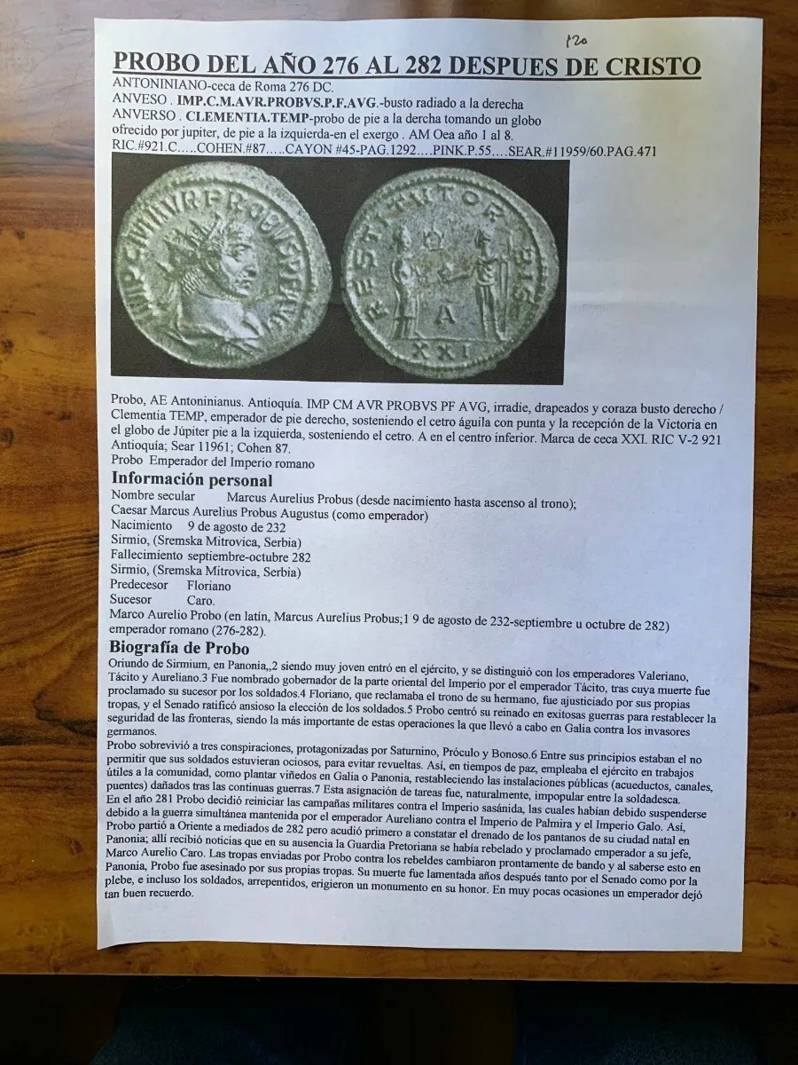 Robmar-Italia-Moneda Romana-Probo Antoniniano-276/282 D.C.-Antigua - Imagen 3