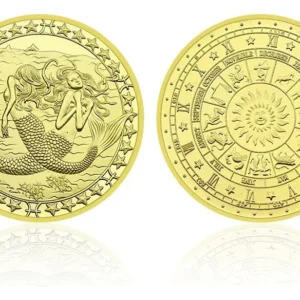 Robmar-Moneda-Bañada En Oro 24k-Signos Del Zodiaco-Piscis