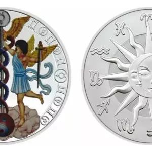 Robmar-Moneda-Bañada En Plata 24k-Pintada-Signos Del Zodiaco-Geminis