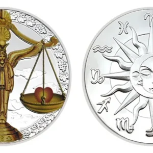Robmar-Moneda-Bañada Plata 24k-Pintada-Signos Del Zodiaco-Libra