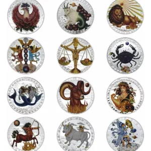 Robmar-Moneda-Bañada En Plata 24k-Pintada-Signos Del Zodiaco-Sagitario