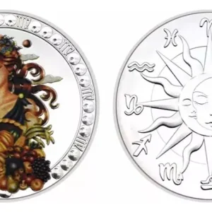 Robmar-Moneda-Bañada En Plata 24k-Pintada-Signos Del Zodiaco-Virgo