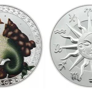 Robmar-Moneda-Bañada Plata 24k-Pintada-Signos Del Zodiaco-Capricornio