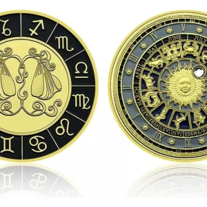 Robmar-Moneda-Bañada En Oro 24k-Pintada-Signos Del Zodiaco-Libra
