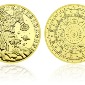 Robmar-moneda Signo Sodiaco+simbolo Bañada Plata-24k. acuario