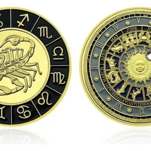 Robmar-Moneda-Bañada En Oro 24k-Pintada-Signos Del Zodiaco-Escorpio