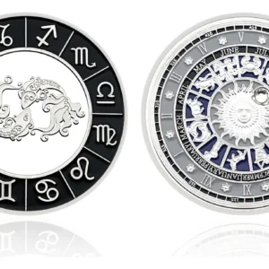 Robmar-Moneda-Bañada En Plata 24k-Signos Del Zodiaco-Piscis