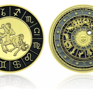 Robmar-Moneda-Bañada En Oro 24k-Pintada-Signos Del Zodiaco-Sagitario