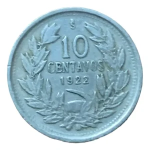Robmar-Chile-Moneda-10 Centavos-1922-Cobre/Níquel-Consulte Por Otros Años o Valores Faciales