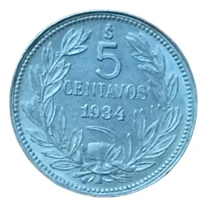 Robmar-Chile-Moneda-5 Centavos-1934-Cobre/Níquel-Excelente Estado