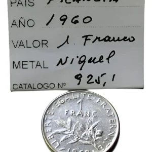 Robmar-Francia-Moneda-1 Franco-1960-Níquel-Excelente Estado-Clasificada