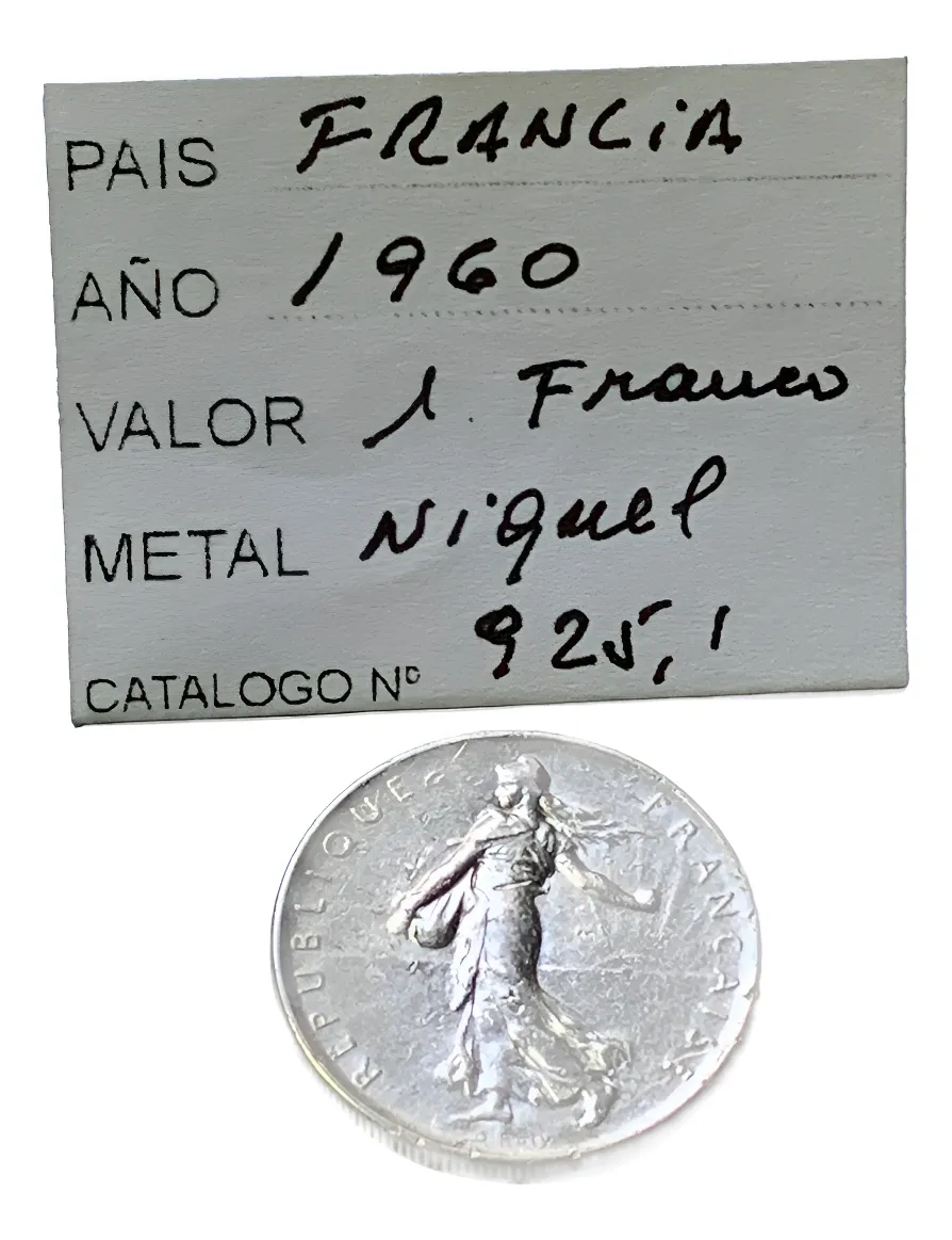 Robmar-Francia-Moneda-1 Franco-1960-NÃquel-Excelente Estado-Clasificada - Imagen 2