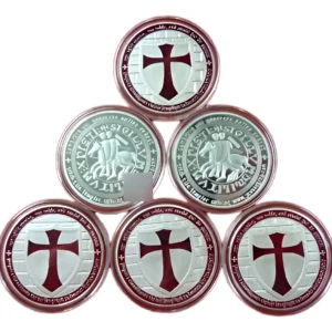 Robmar-Monedas Bañadas En Plata Y Laca Serie Conmemorativas Templarias