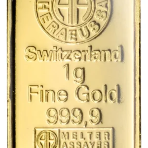 Robmar-Suiza-Lingote De 1g Oro 24k 0,999,9-Argor Heraus -con Oleografia detras