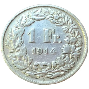 Robmar-Suiza-1 Franco-1914-Plata 835 5gramos-Clasificada catalogo N°-4