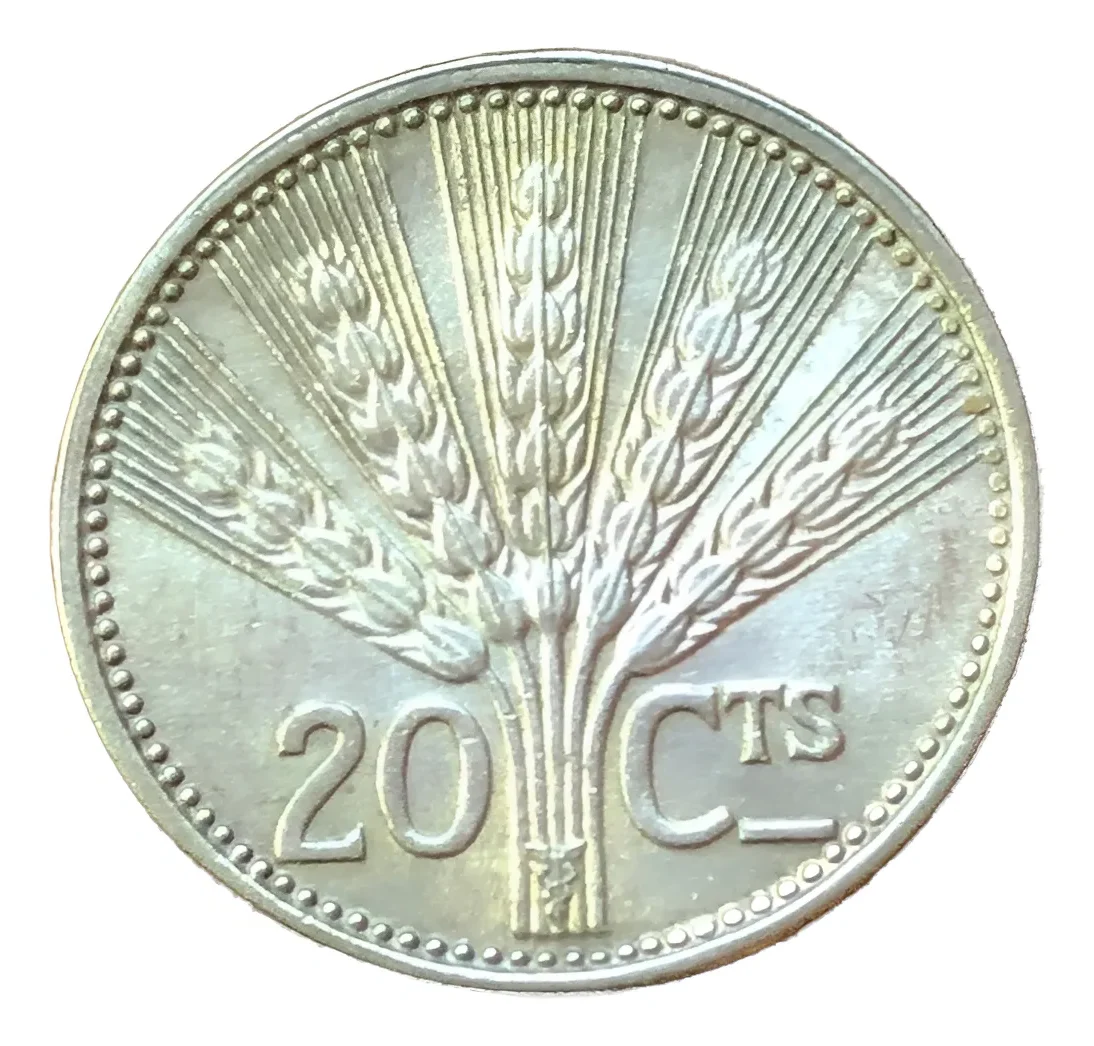 Robmar-Uruguay-20 Cents-1954(u)-Plata 720 3g-Clasificada-km21