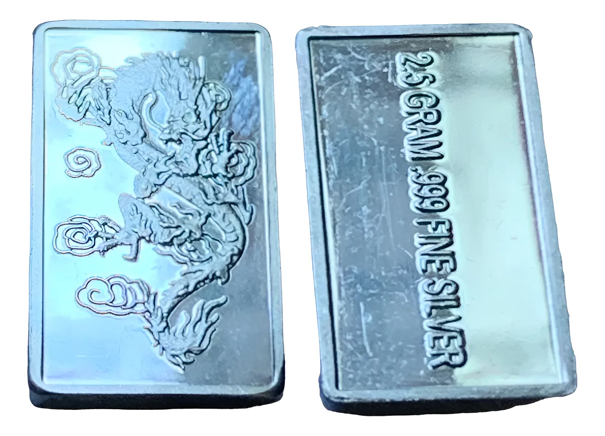 Robmar-USA-Lingote De 2,5g Plata 24k-Dragón A La Derecha