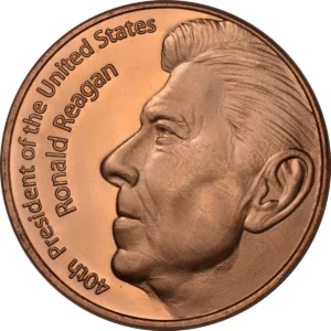 Robmar-USA-Moneda De Cobre Puro 24k 0,999-N°607-Ronald Reegan
