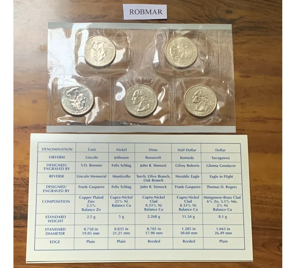 Robmar-USA-5 Quarter 25 Cents-2001(p)-Sobre-Acabado Satinado - Imagen 2