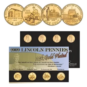Robmar-USA-Blister de 4 Penny-2009-Laminado En 24k-Vida de Lincoln